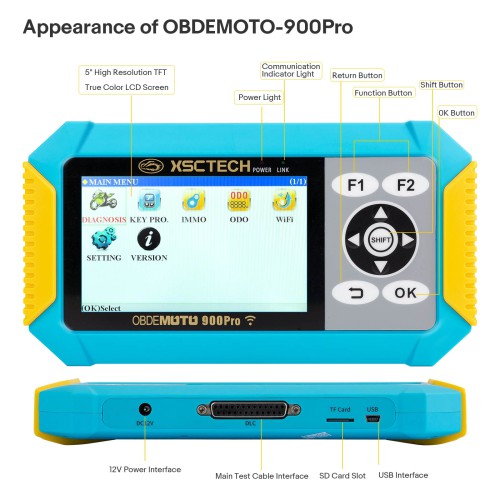 OBDEMOTO 900PRO Motorcycle Scanner for BMW/ Harley Davidson/ Ducati Support Key Programming/ Diagnostic/ Mileage Adjustment