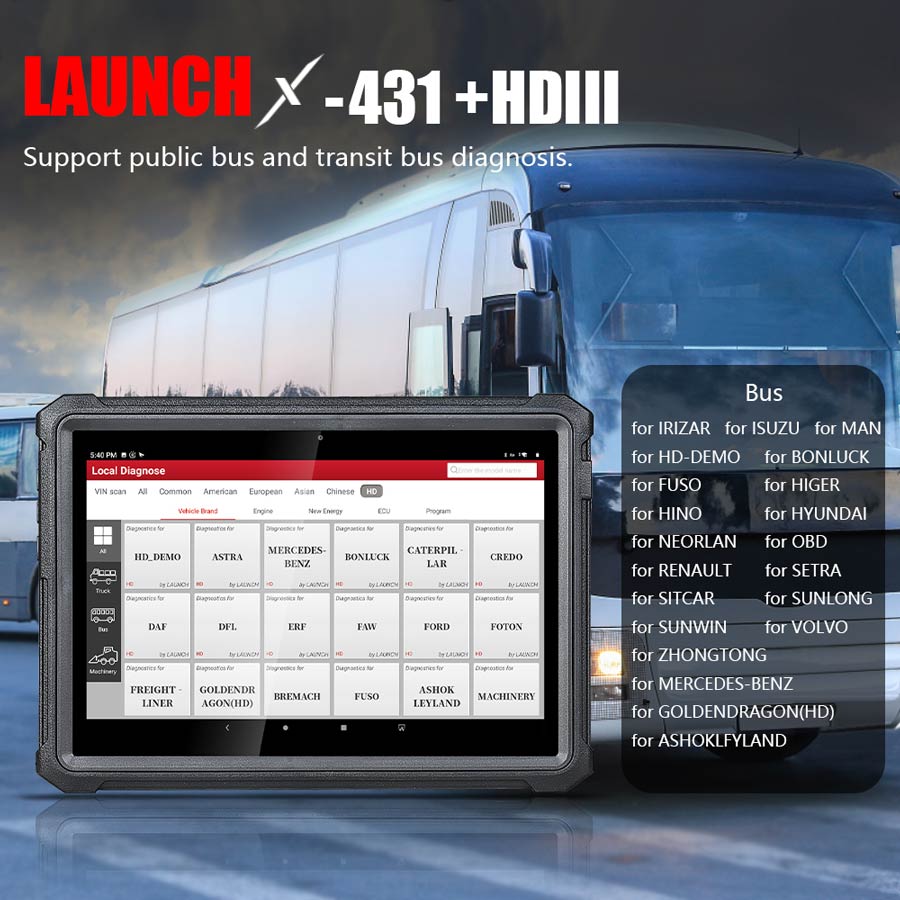 LAUNCH X431 HD III Module Heavy Duty Truck Diagnostic Tool 24V Truck mit  X431 V+ pro3 PAD II Android