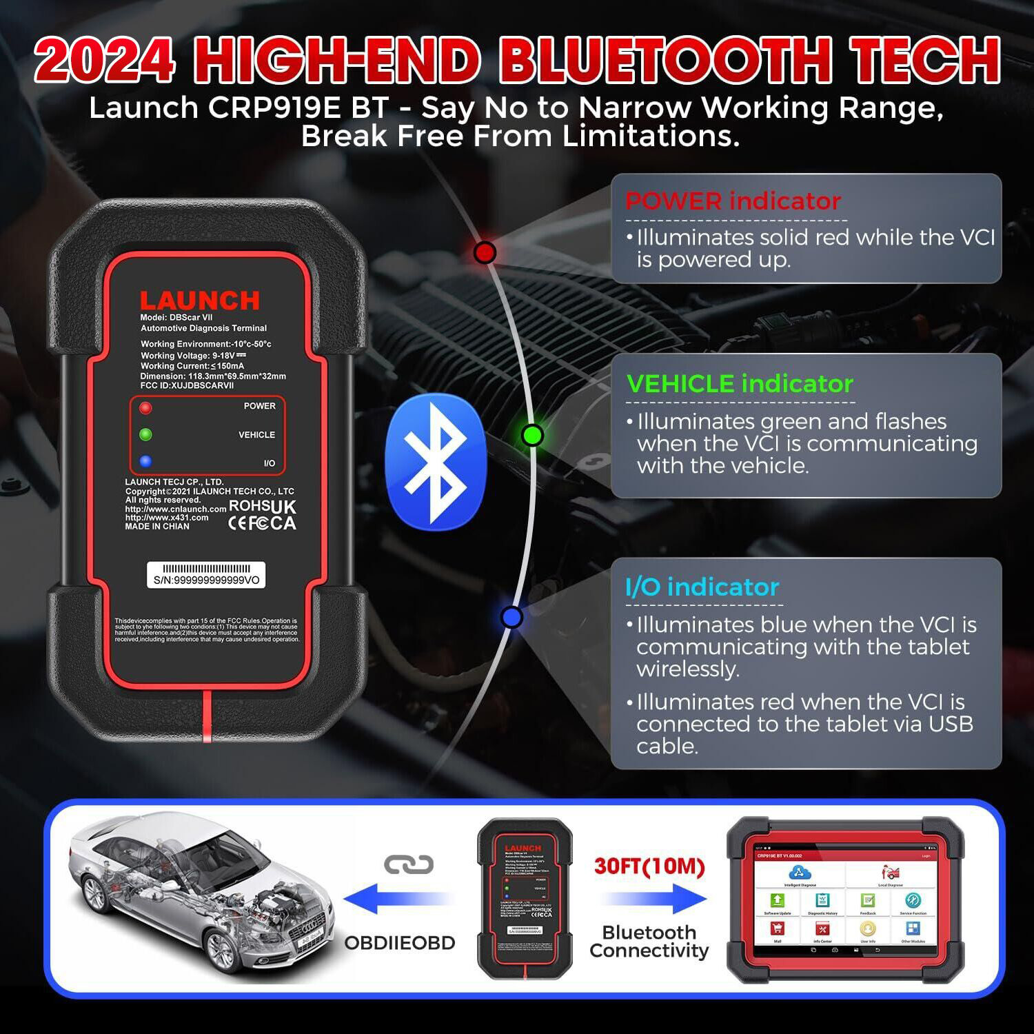 Launch CRP919EBT Bluetooth Tech